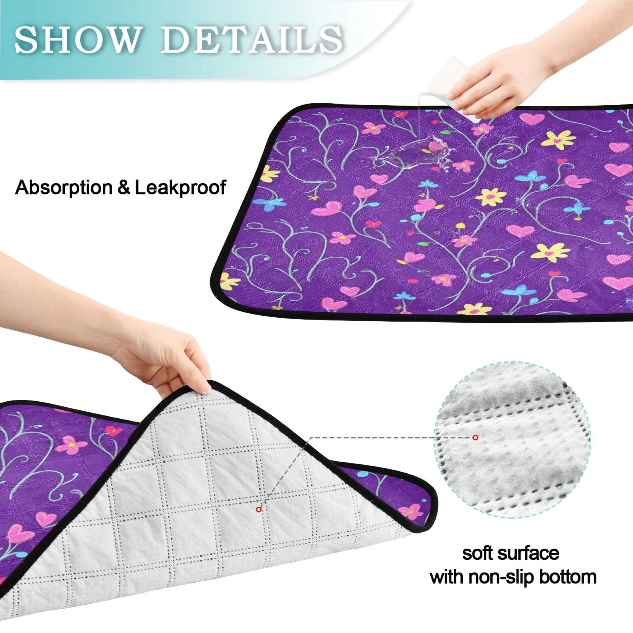 Washable Pet Pee Pads with Super Absorbent Reusable Training Pads for Dogs & Cats Small Pink Hearts