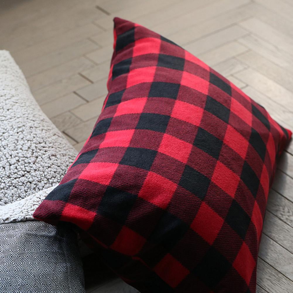 Lacyie Polyester Cotton Plaid Pillowcase Fashion Black And Red Plaid Throw Pillow Covers For Home Decoration Walmart Com Walmart Com