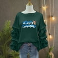 thumbnail image 5 of Yteetum Women's Merry Christmas Sweatshirts Oversized Crewneck Christmas Pleated Ruffle Trim Pullover Hoodless Sweatshirts Tops Womens Casual Xmas Graphic Round Neck Loose Lantern Sleeve Sweatshirts, 5 of 7