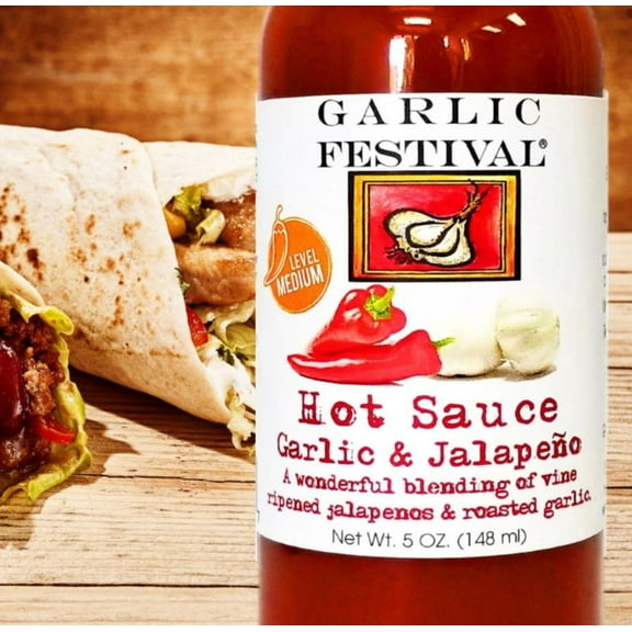 Garlic Festival Garlic & Red Jalapeno Hot Sauce Net Wt. 5 oz.