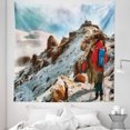 thumbnail image 1 of Mountain Tapestry, Group of Trekkers Hiking Among Snows of Kilimanjaro in Winter in Painting Style, Fabric Wall Hanging Decor for Bedroom Living Room Dorm, 5 Sizes, Multicolor, by Ambesonne, 1 of 1