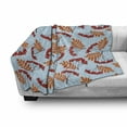 thumbnail image 3 of Rowan Soft Flannel Fleece Blanket, Abstract Backdrop with Dried Leaf and Bunch of Vivid Berries Mountain Ash, Cozy Plush for Indoor and Outdoor Use, 50" x 70", Pale Blue Red Orange, by Ambesonne, 3 of 6