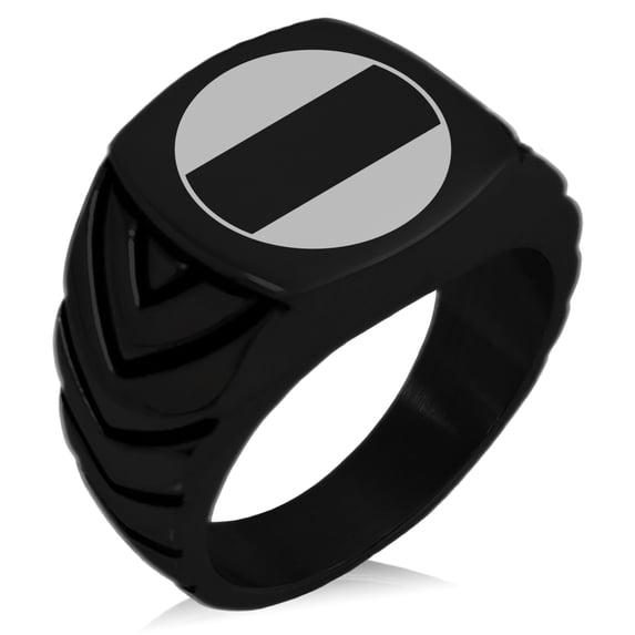 Stainless Steel Nitta Samurai Crest Chevron Pattern Biker Style Polished Ring