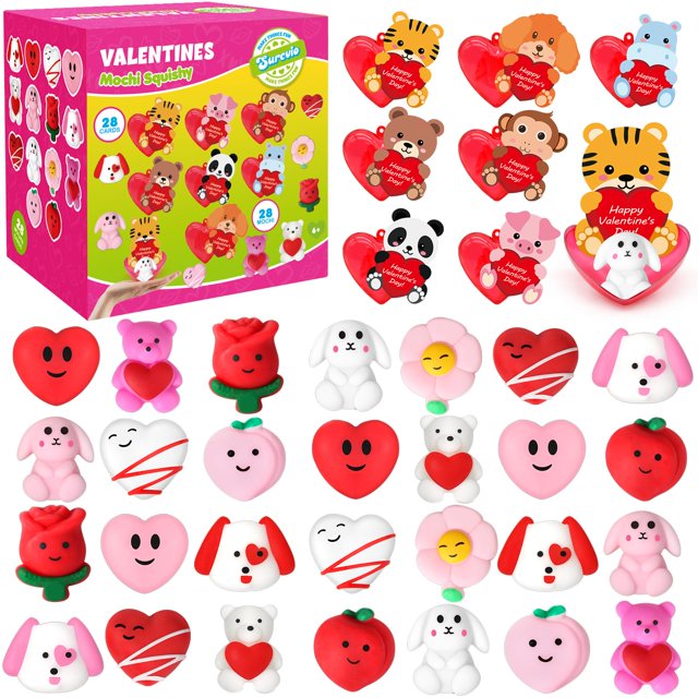 SURCVIO Set de regalo de 28 mochi squishies para San Valentín