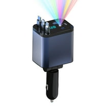 Starlight Retractable Car Charger with Aromatherapy, 5 in 1 Fast Charging 66W Car Phone Charger Adapter, USB C Car Accessories Compatible with iPhone 16/15/14/13/12/11 and,Grey/Black Random