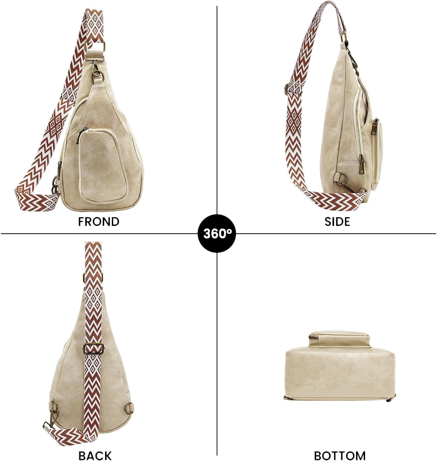 Sling Bag for Women Crossbody, PU Leather Small Sling bags Sling Chest Shoulder Backpack for Traveling Hiking