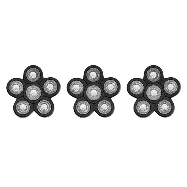 3X Cabezales de Afeitadora Eléctrica para Hombre, Cabezal de Repuesto de Cuchilla de Afeitar Eléctrica, Cabezal de Afeitadora de 6 Cuchillas, Cuchilla de Repuesto, Negro
