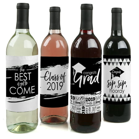 Black and White Grad - Best is Yet to Come - Black and White 2019 Graduation Party Decorations for Women and Men - (Best Box Wine 2019)