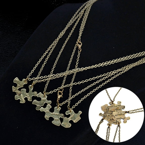 SmartBy 5Pcs Letter Print Chain Friendship Necklaces Gift Always Together Puzzle Best Friends Necklaces Jewelry Accessory