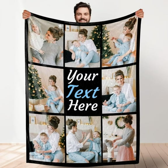 AISENIN Personalized Portrait Blanket Custom photos print blankets Customized Throws Blanket Personalized Couple Gifts for Boyfriend Girlfriend Dad Mom Friend Birthday