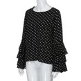 thumbnail image 6 of Fashion Women's Bell Sleeve Loose Polka Dot Shirt Ladies Casual Blouse Tops Essential Long Sleeve Womens Work Shirt Short Sleeve, 6 of 8