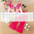 thumbnail image 3 of SYMOID Girls' 2-Piece Outfit Set (2-6T) - Knitting Cotton Long Sleeve Top with Butterfly Print & Hot Pink Flare Pants, Ruffled Kids Girl Casual Dressy Outfit,Size 4 T, 3 of 9