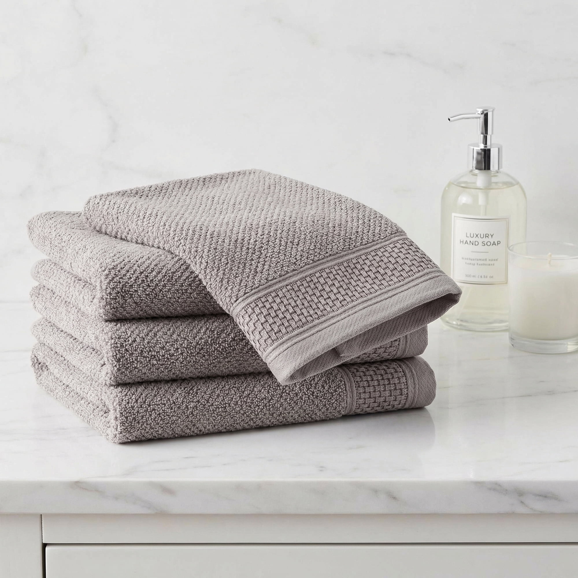 Unique Bargains Cotton Waffle Textured Hand Towels Brown 2pcs 29" x 13"