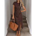 thumbnail image 3 of Multicolor Polka Dot Ruched Midi Dress With High Slit, Casual Bodycon Fit, 3 of 7