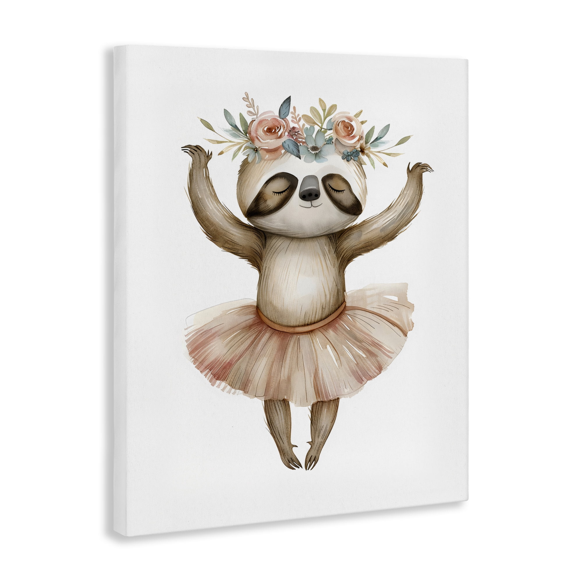 Stupell Industries Dreamy Sloth Ballet with Flowers Canvas Wall Art, design by LSR Design Studio