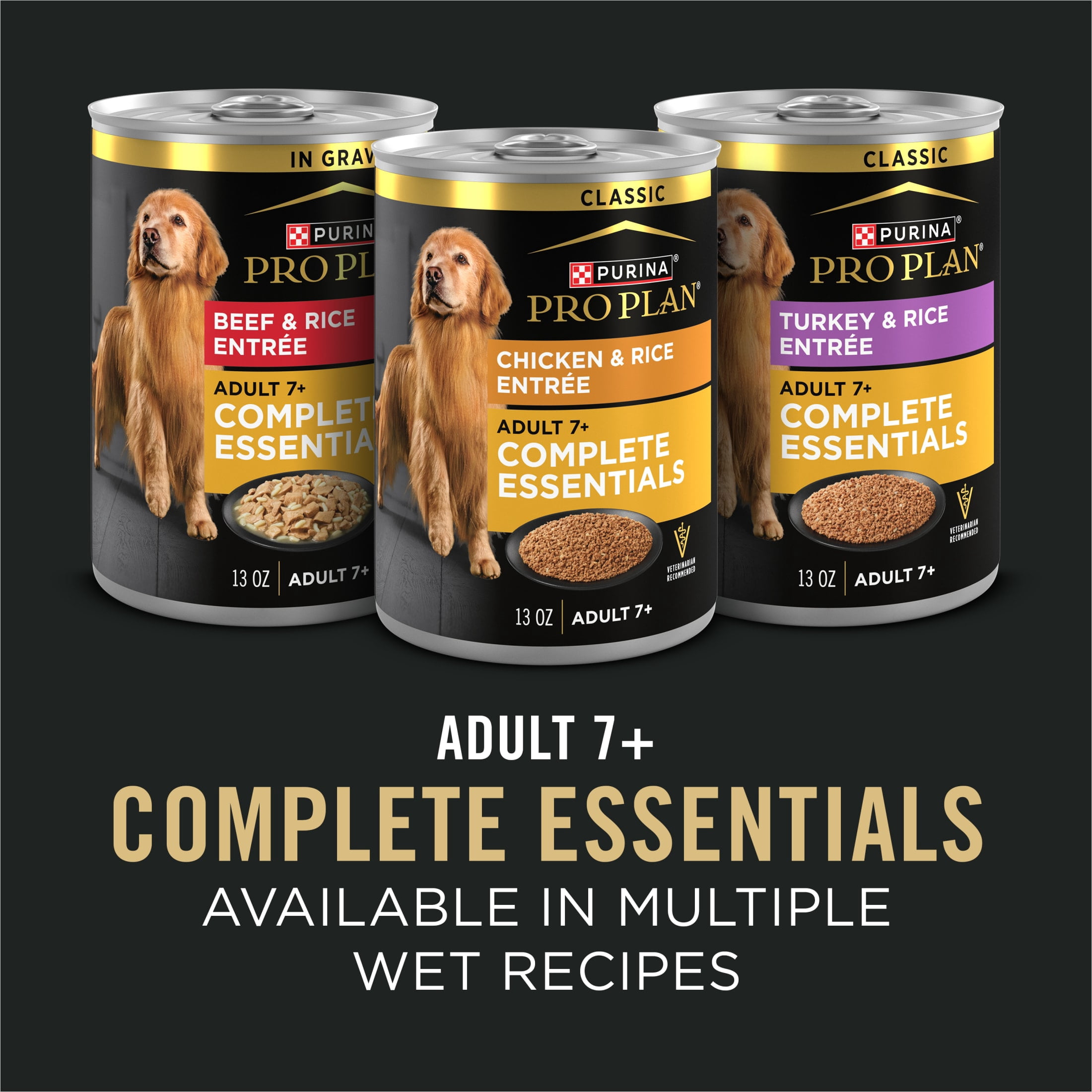 (12 pack) Purina Pro Plan Wet Dog Food for Senior Dogs Adult 7 Plus Chicken and Rice Entree Classic, 13 oz Can (12 Pack)