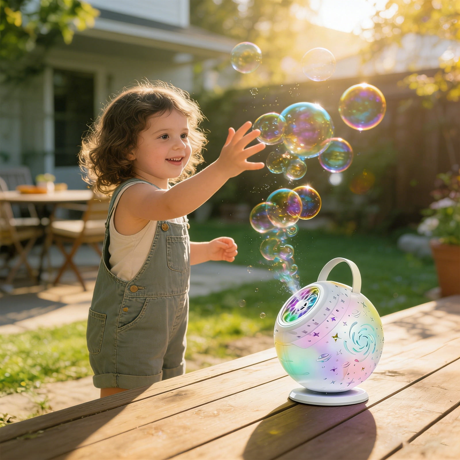 Starry Sky Projector Bubble Machine, 2-in-1 Bubble and Light Projection Device with 120ml Concentrated Bubble Solution, USB Rechargeable, Perfect for Outdoor and Indoor Fun