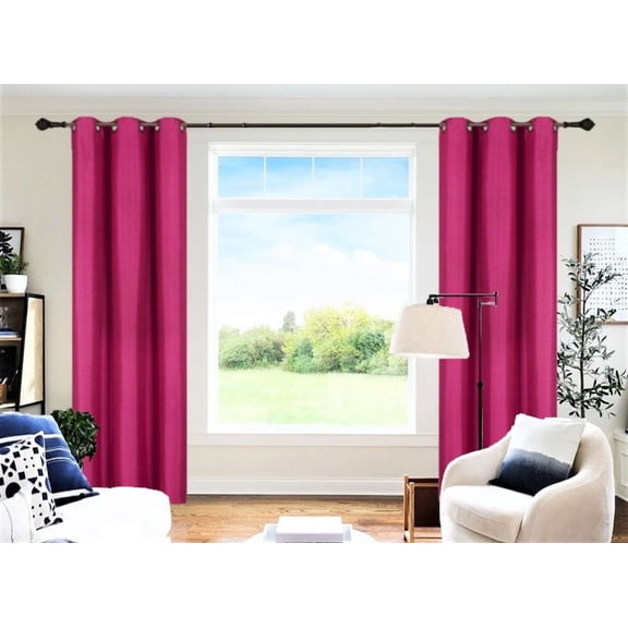 Gorgeous Home Linen Set of 2 Panels 100% Blackout Bedroom Window Curtain Panels, 84", Hot Pink