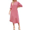 thumbnail image 1 of asddcavvf Robes pour Femmes Robe Maxi Surdimensionnée Mode Rayée Imprimée Manches 3/4 Ample, 1 of 6