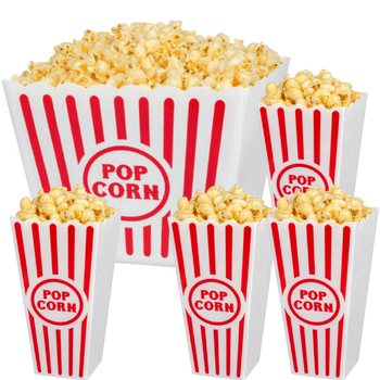 Popcorn  Plastic Classic Tub Red & White Striped Container Container Movie Theater Bucket Reusable Set Of 5