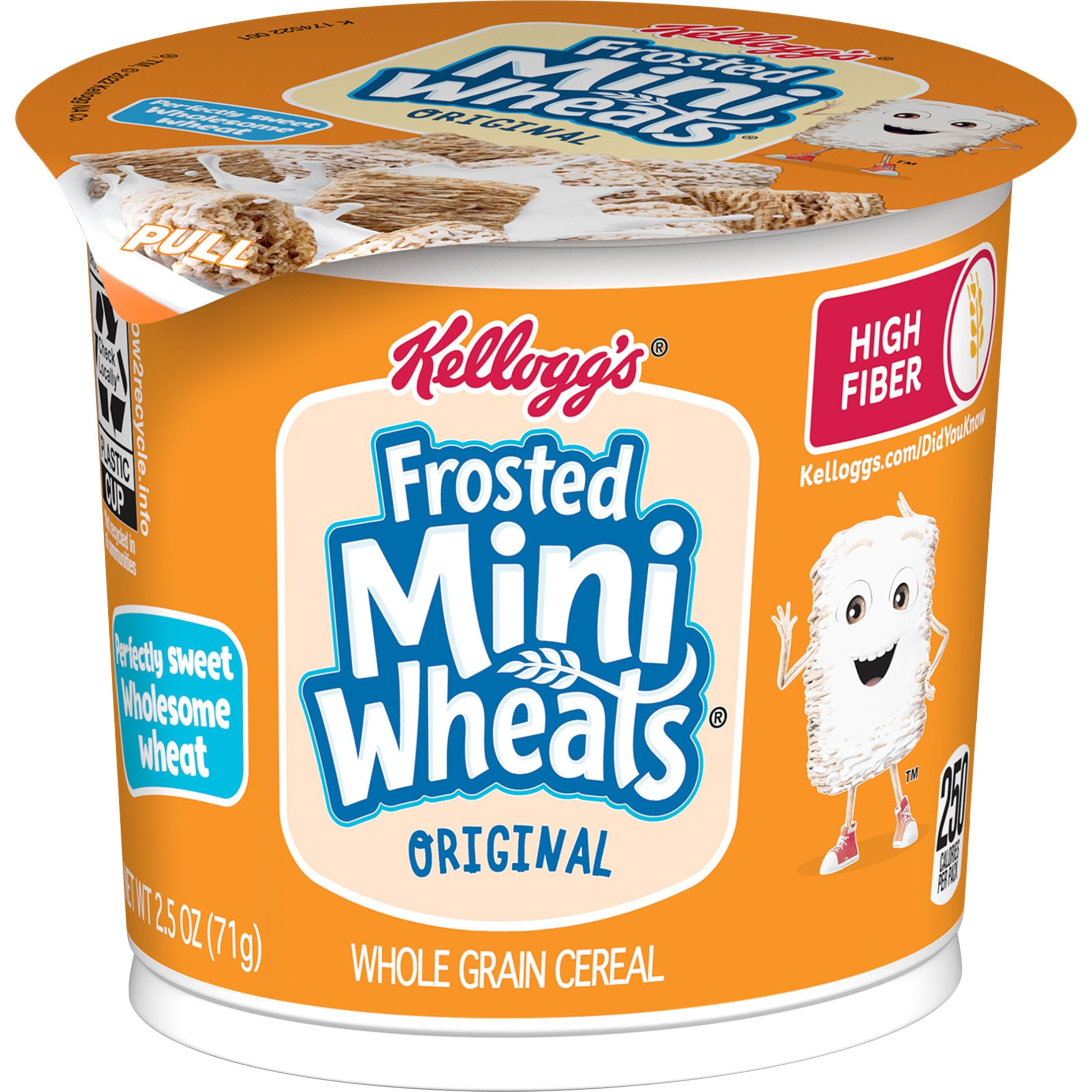 Kellogg's Frosted Mini-Wheats Cold Breakfast Cereal Cup, Original, 2.5 oz