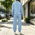 thumbnail image 6 of MexChoioe Womens Soft Solid Color 2 Piece Tracksuit Stand Collar Full Zip Sweatshirt and Jogger Pants Streetwear Sports Outfit Set for Womens, 6 of 7