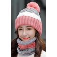 thumbnail image 2 of LinYooLi Women Winter Cozy Knit Hat Scarf Set Soft Fuzzy Multicolor Bearies Slouchy Cap, 2 of 5