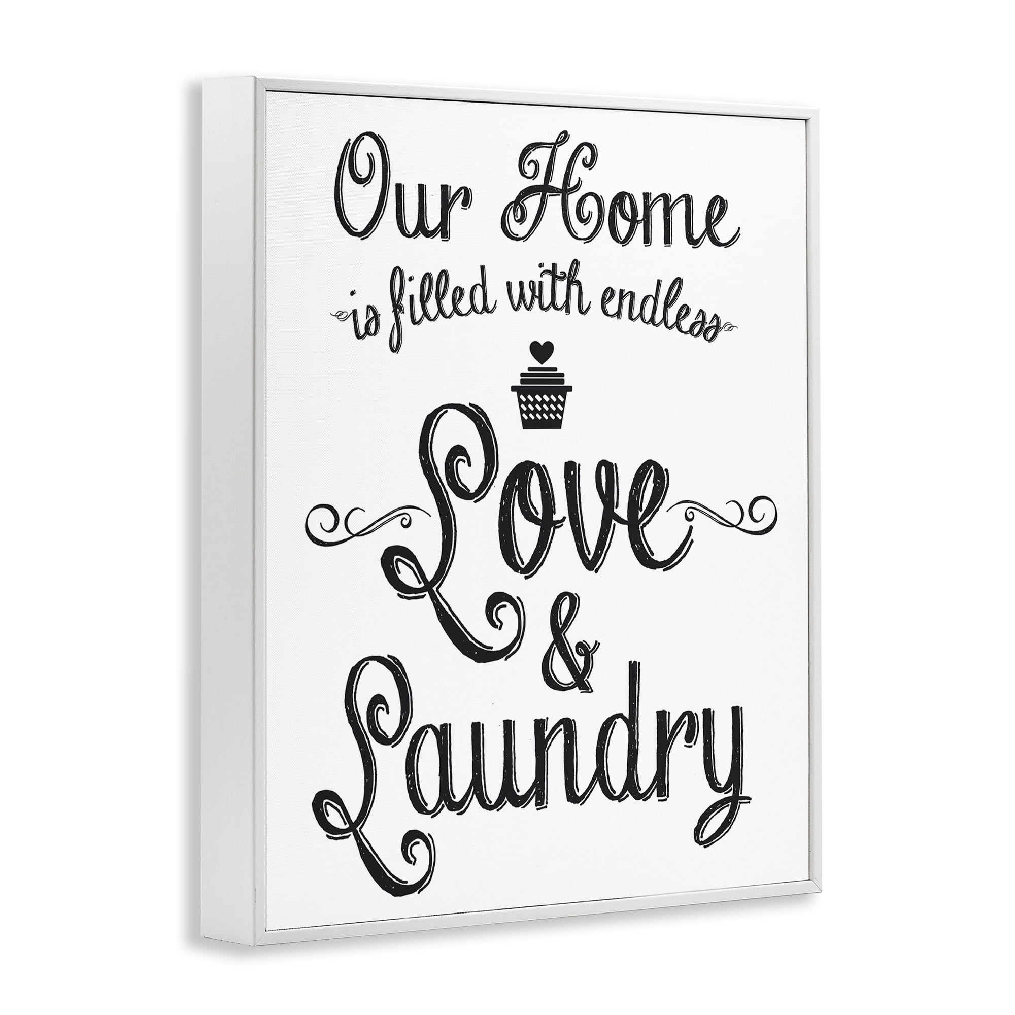 Stupell Industries Endless Love & Laundry Typography Painting White Framed Art Print Wall Art, 11 x 14