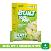 BUILT Sour Puff Protein Bar, Green Apple Crush, 16g Protein, Collagen, 150 Calories, 4 Count Box, 1.45 oz Bars
