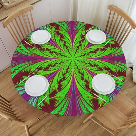 

Gradient Datura Leaf Flower Red Purple Yellow Washable Round Tablecloth for Home Use 40 -48 24jl16caA62