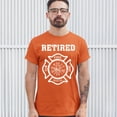 thumbnail image 3 of Tee Hunt Retired Firefighter Badge T-Shirt Fire and Rescue Fire Department Men's Tee, Orange, 3X-Large, 3 of 5