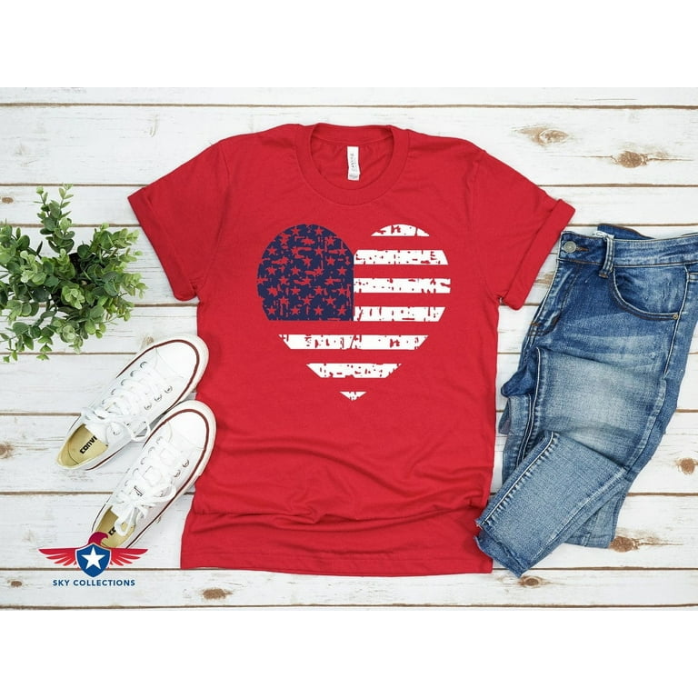 American Flag Heart Shirt, Patriotic Shirt, 4th of July Shirt