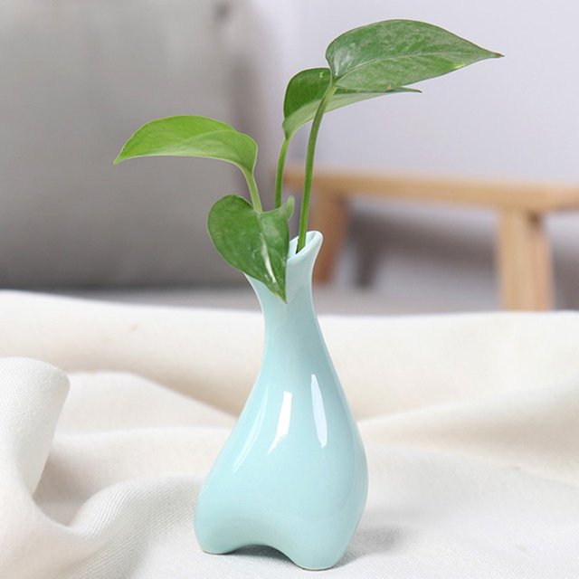 Ceramic Mini Flower Pot Vase Containers Candy Color Vase For Wedding Home Decor Ornaments Desktop Hydroponic Container 6 Colors Light Green Blue Yellow Teal Pink White