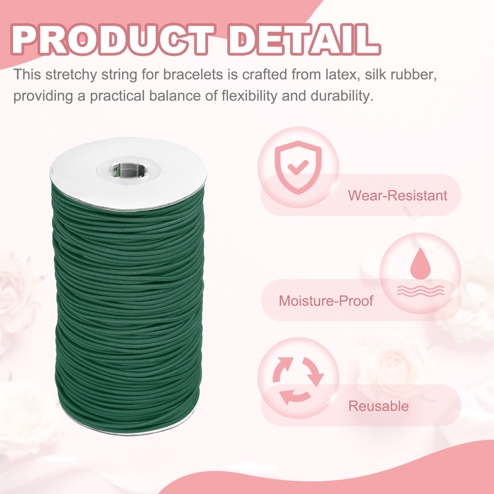 Uxcell Stretchy String for Bracelets, Elastic Crystal Thread Stretch Elastic Beading Cord 2.5mm & Dark Green-Fitting For(Bracelets/Sewing/Beading/Necklace/Jewelry Making/Crafts DIY)