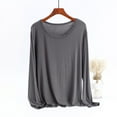 thumbnail image 2 of idosla Casual Womens Long Sleeve Shirts Loose Fit Scoop Neck Soft Solid Basic Tee Tops Trendy (Grey, 3XL), 2 of 4