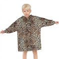 thumbnail image 3 of Brown and Black Leopard Print Blanket Hoodies for Kids 6-13YR Oversize Wearable Blanket Hoodies for Boys Girls Teens, 3 of 7