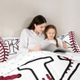 thumbnail image 5 of Homewish Initial K Letter Queen Comforter Set for Teen, Baseball Sports Lover Bedding Sets, Cartoon Ball Print Reversible Bedding Comforter Set, Super Cozy Room Decor, 3pcs, 5 of 8