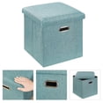 thumbnail image 6 of VECELO Folding Storage Ottoman 15" Square Cube Storage, Space-Saving Box Foot Rest Stool Seat For Bedroom Living Room, Green, 6 of 12