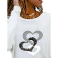 thumbnail image 3 of FASHIONWT Women Pure Color Print Long Sleeve Pullover Top Loose Base T-Shirt, 3 of 4