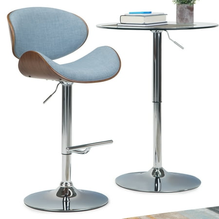Simpli Home - Marana Bentwood Adjustable Height Gas Lift Bar Stool - Denim Blue