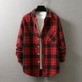 thumbnail image 2 of Wrtxtat Men's Flannel Plaid Shirts Lightweight Thin Long Sleeve Button Down Shirts Lapel Collar Casual Fall Business Work Shirt Jacket with Pockets Red#02 XL, 2 of 3