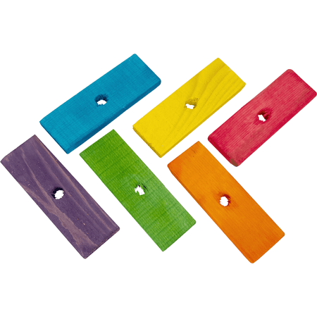 2162 Rectangular Rainbow Chew Slats Mandarin Bird Toys by M&M - Colorful Wood Block Foot Toy