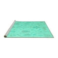 thumbnail image 2 of Ahgly Company Machine Washable Indoor Rectangle Oriental Turquoise Blue Traditional Area Rugs, 5' x 8', 2 of 4