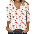 thumbnail image 6 of ZQUUVOU Womens T-Shirts Printed Casaul 3/4 Sleeve V-Neck Tunic Blouse(C-Red,M), 6 of 8