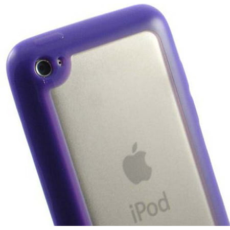 NEW PURPLE CLEAR TPU GUMMY SKIN HARD/SOFT CASE FOR APPLE iPOD TOUCH 4 4G 4TH