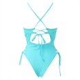 thumbnail image 3 of Aayomet Black One Piece Swimsuit Women Twist Front Ruched Tummy Control Bathing Suits Crossback Swimwear,Blue L, 3 of 4