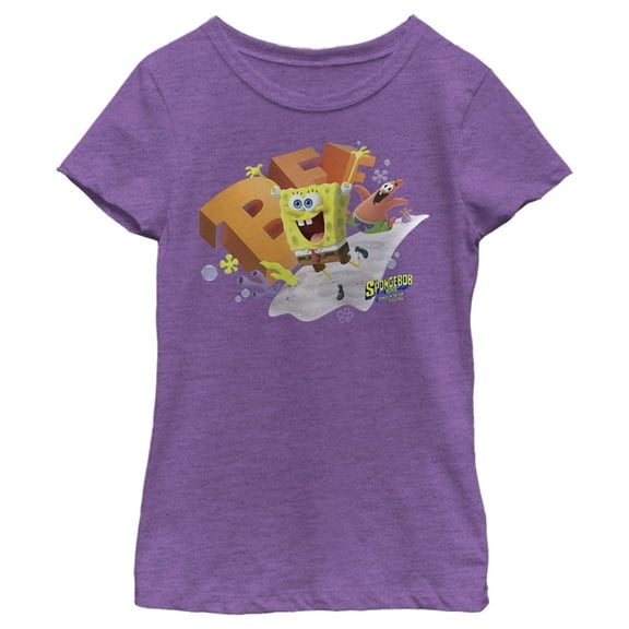 Girl's SpongeBob SquarePants Sponge on the Run BFF Adventure  Graphic Tee Purple Berry Large