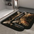 thumbnail image 2 of 1pc Two Bees on Honeycomb Absorbent Non-Slip Bathroom Thickened Flannel Rug Decor,Soft,Quick Drying,Suitable For Indoor/outdoor Use,Bathrooms,Bedrooms,Kitchens,Terrace,Laundry Rooms,16"x24", 2 of 9