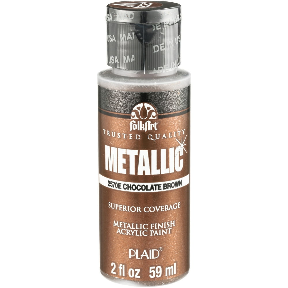 FolkArt Metallic Finish Chocolate Brown Acrylic Paint, 2 Fl. Oz