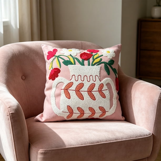 Flower Throw Cream Sofa Cushion Decorative Pillow Cover For Living Room Window Office Car Use